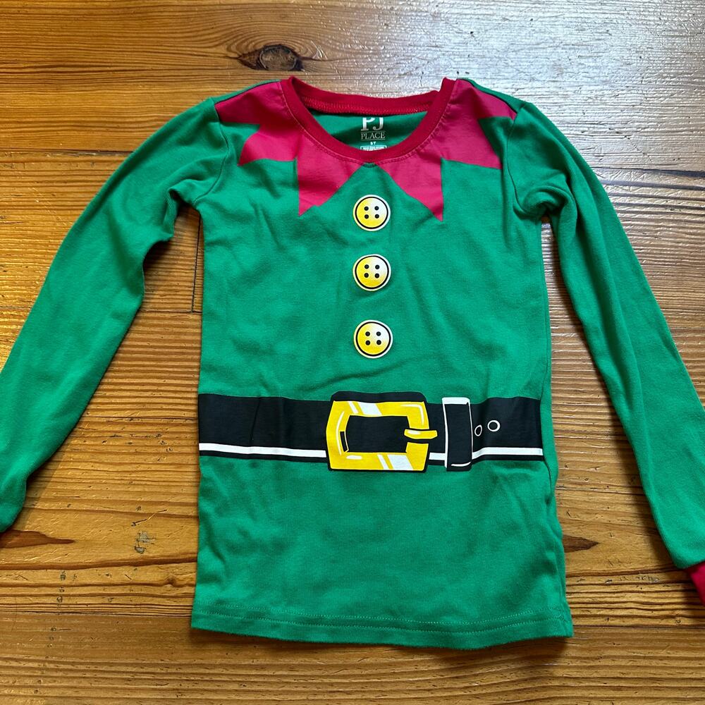 Children's‎ Place green Christmas elf long sleeve shirt SIZE 5T